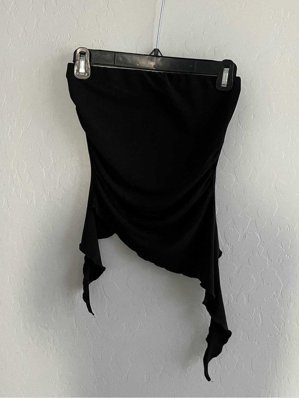 Black Strapless Asymmetrical Top